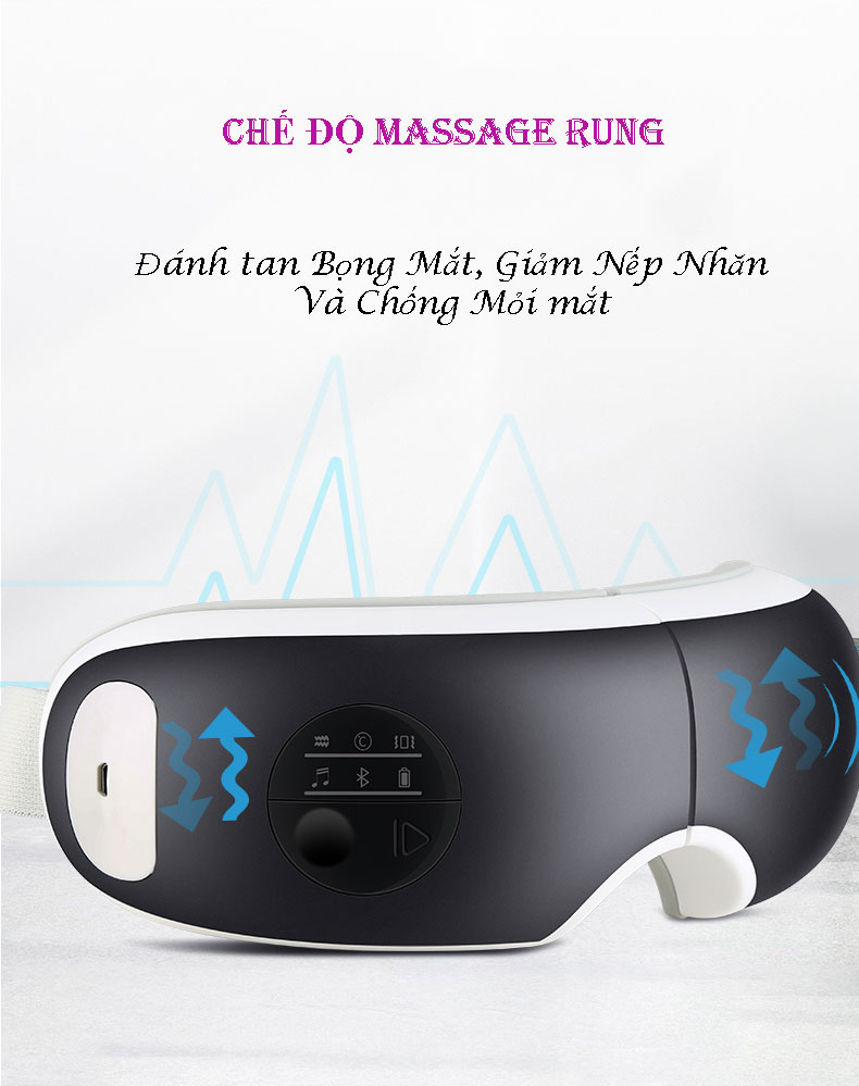 Máy Massage Mắt Bằng Ấp Suất Khí Có Tích Hợp Kết Nối Bluetooth Nghe Nhạc Thư Giãn Cao Cấp - Hàng Chính Hãng