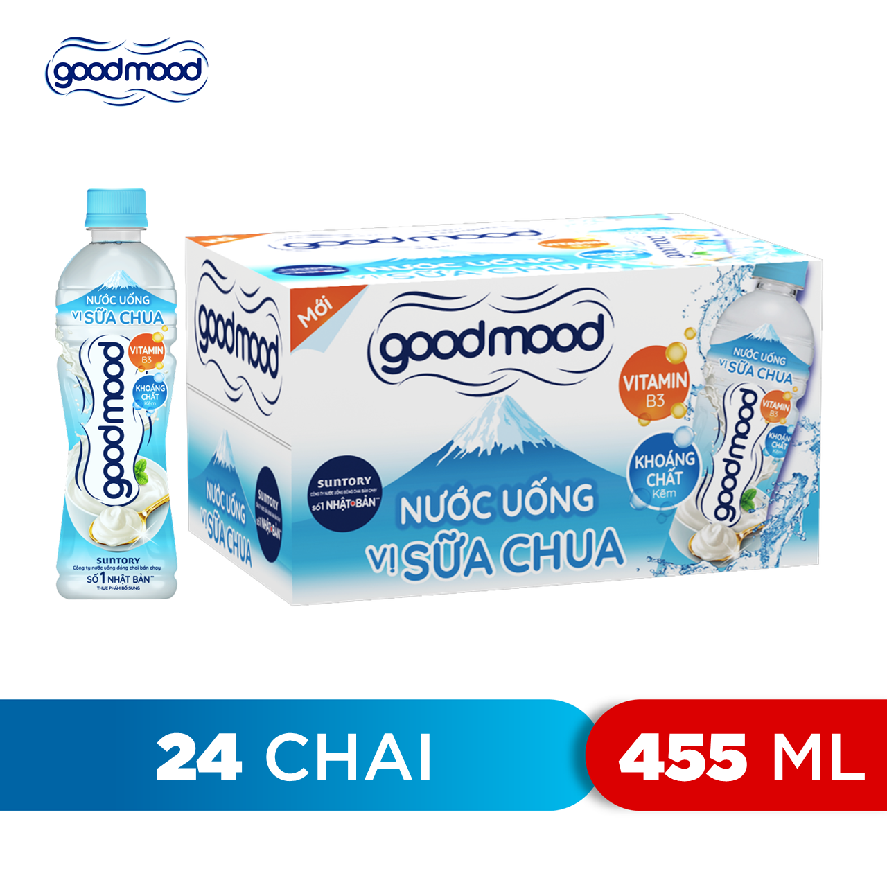 Thùng 24 Chai Nước Uống Vị Sữa Chua Good Mood (455ml X24 Chai)