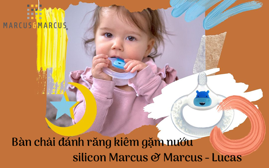 Bàn chải đánh răng kiêm gặm nướu silicon cho bé Marcus &amp; Marcus, từ 6 tháng - Lucas