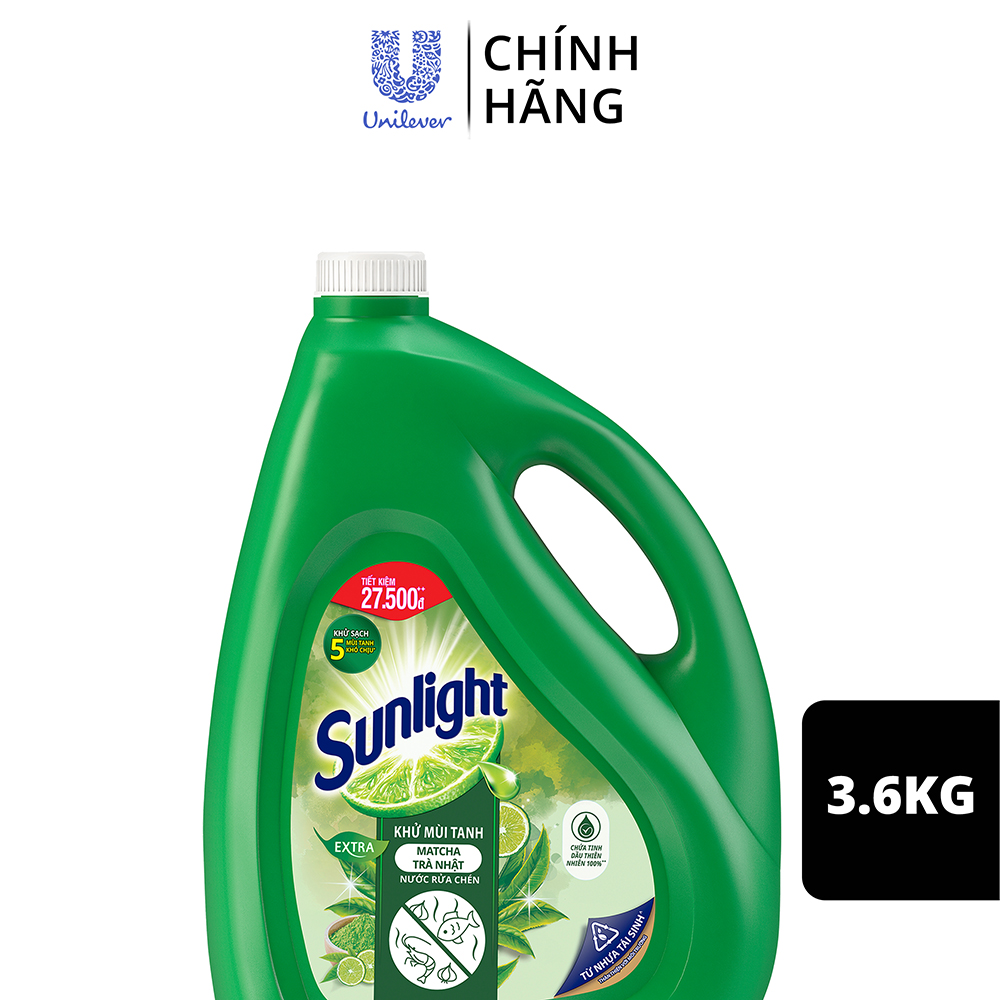 Nước Rửa Chén Bát Sunlight Trà Xanh Nhật Bản 3.6kg