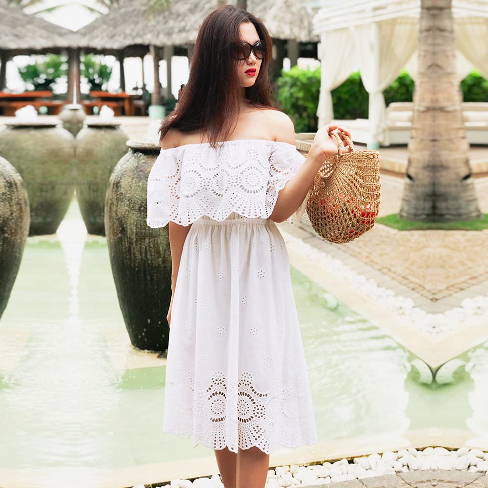 Đầm Trễ Vai Dễ Thương Đầm Hở Vai Thời trang thiết kế Hity DRE116