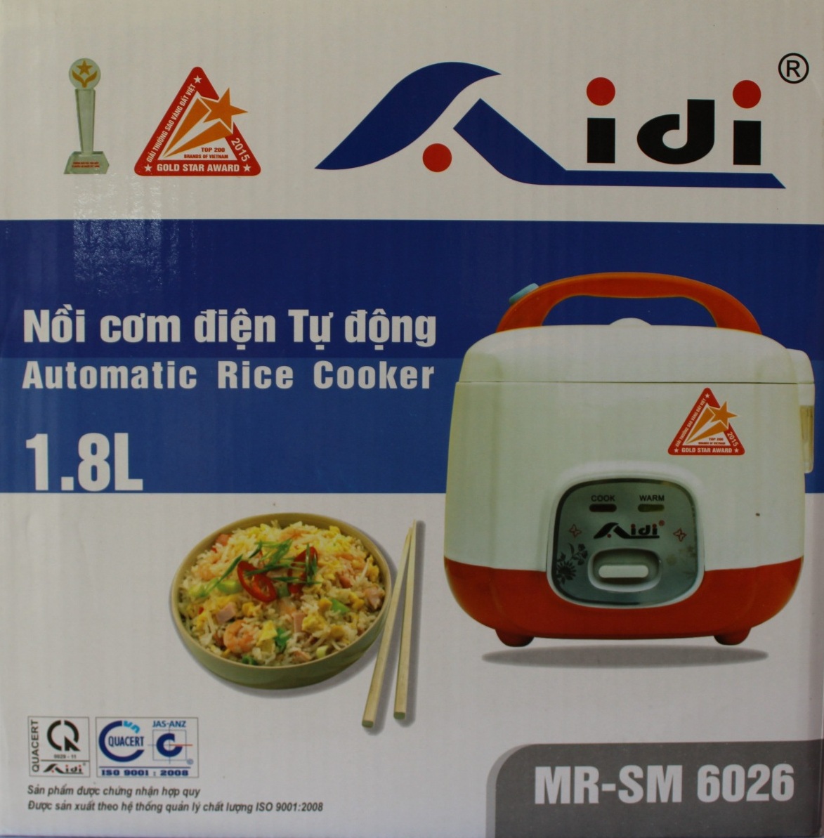 Nồi cơm điện ủ đa chiều Aidi MR-SM 6026  - Màu Ngẫu Nhiên - Hàng Chính Hãng