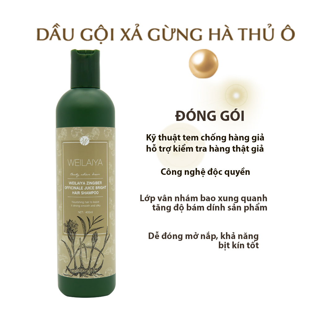 Dầu gội mọc tóc hỗ trợ trị rụng tóc dành cho tóc rụng, tóc khô xơ và hư tổn Weilaiya chiết xuất từ tinh chất gừng tươi Hà Thủ Ô 100% thiên nhiên không chất sunfat tạo bọt - Hàng chính hãng