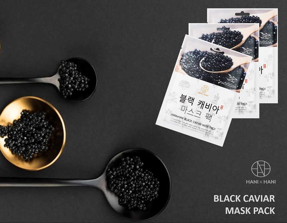 Mặt Nạ Dưỡng Ẩm Đàn Hồi Tinh Chất Trứng Cá  Đen Hani x Hani / Hani x Hani  Black Caviar Mask Pack
