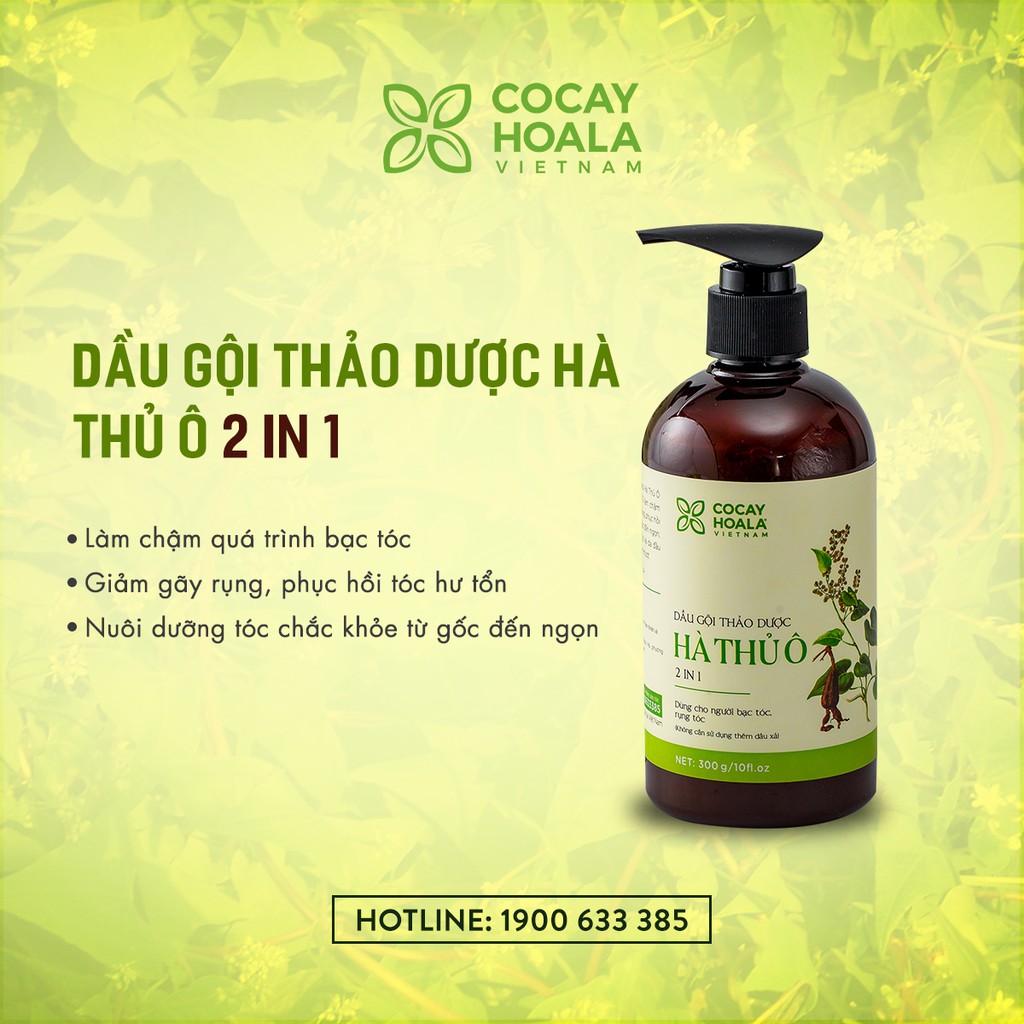 Dầu Gội và Xả Thảo Dược Hà Thủ Ô Giảm Rụng Tóc, Bạc Tóc Cocayhoala 300g