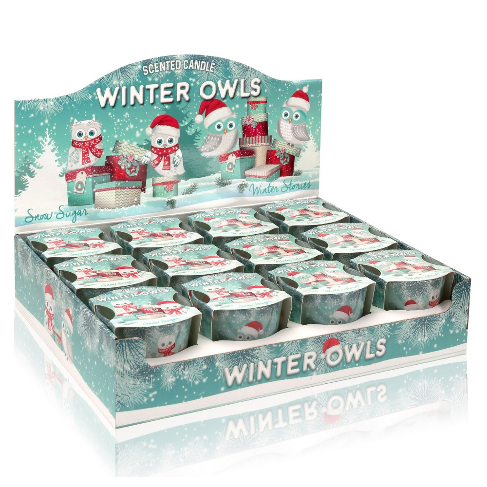 Ly nến thơm tinh dầu Bartek Winter Owls 115g QT02787 - tuyết, thông, len (giao mẫu ngẫu nhiên)