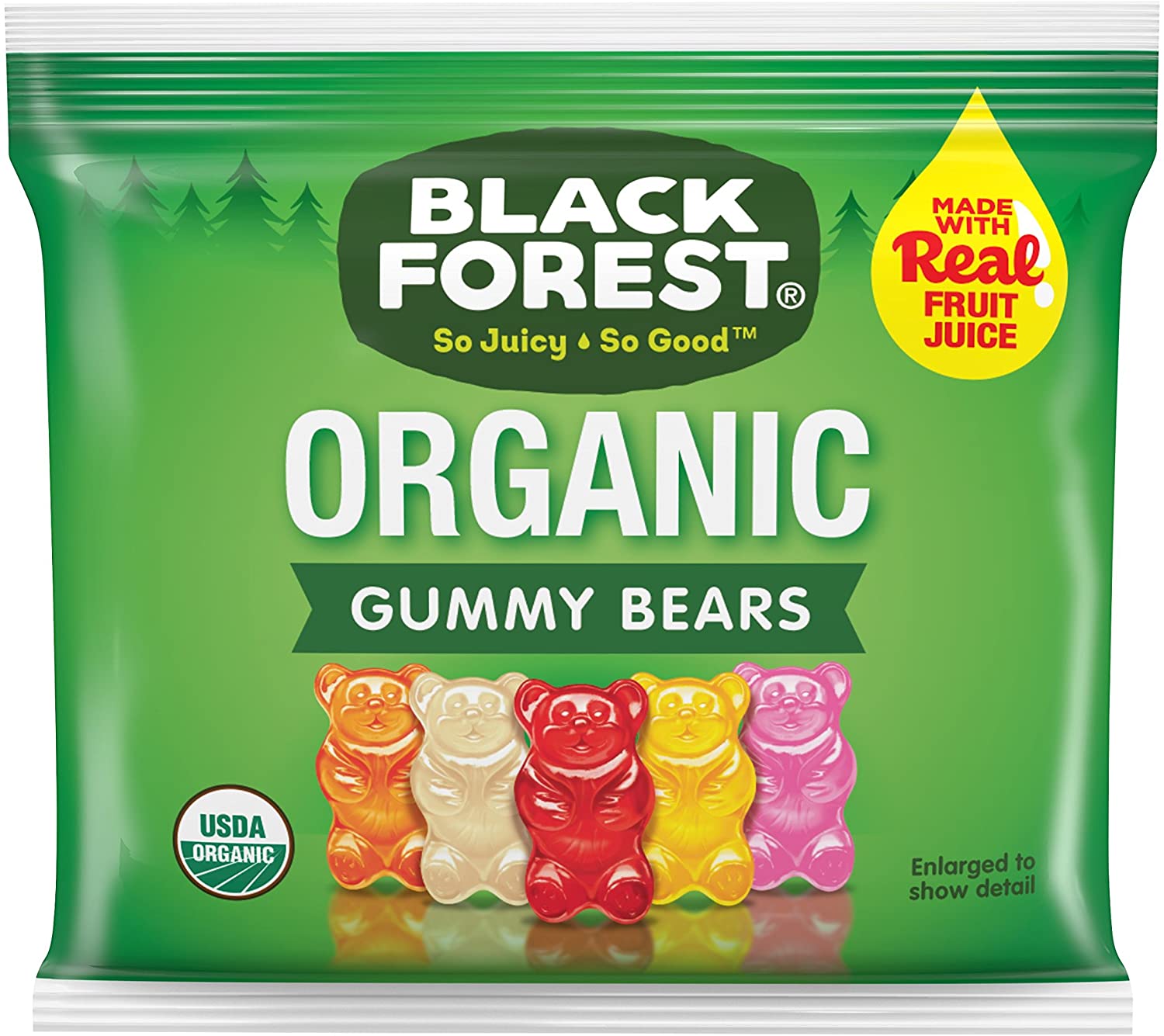 Kẹo dẻo trái cây không chất béo và gluten Black Forest Organic Gummy Bears 1.47Kg (Hộp 65 gói) - Nhập khẩu Mỹ