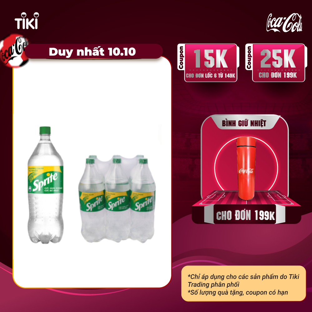 Lốc 6 Chai Nước Giải Khát Có Gas Sprite 1.85L x 6