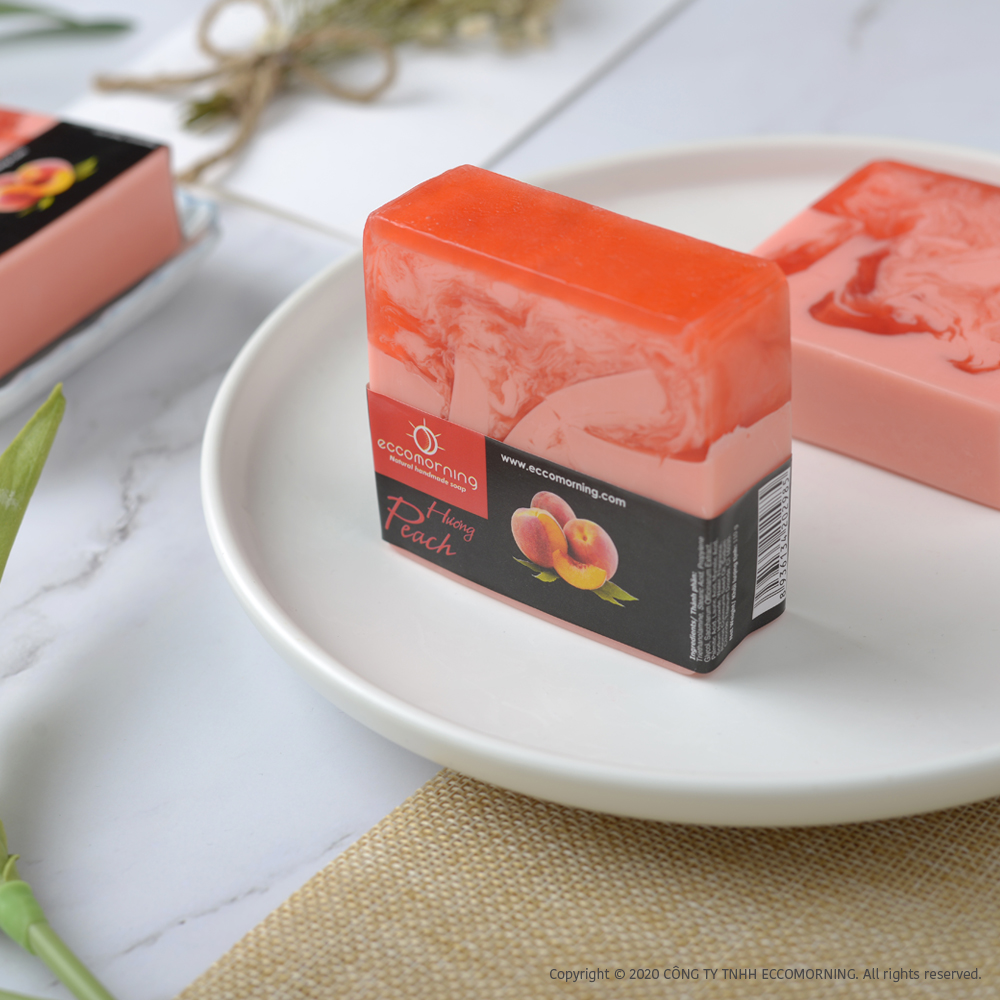 Xà Bông Thiên Nhiên Handmade eccomorning Hình Vuông Hương Đào - Peach Soap