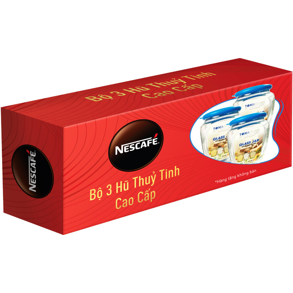 Combo 4 hộp cà phê hòa tan Nescafé café Việt đen đá (Hộp 15 gói x 16g)[Tặng bộ 3 lọ thủy tinh - Giao mẫu ngẫu nhiên]