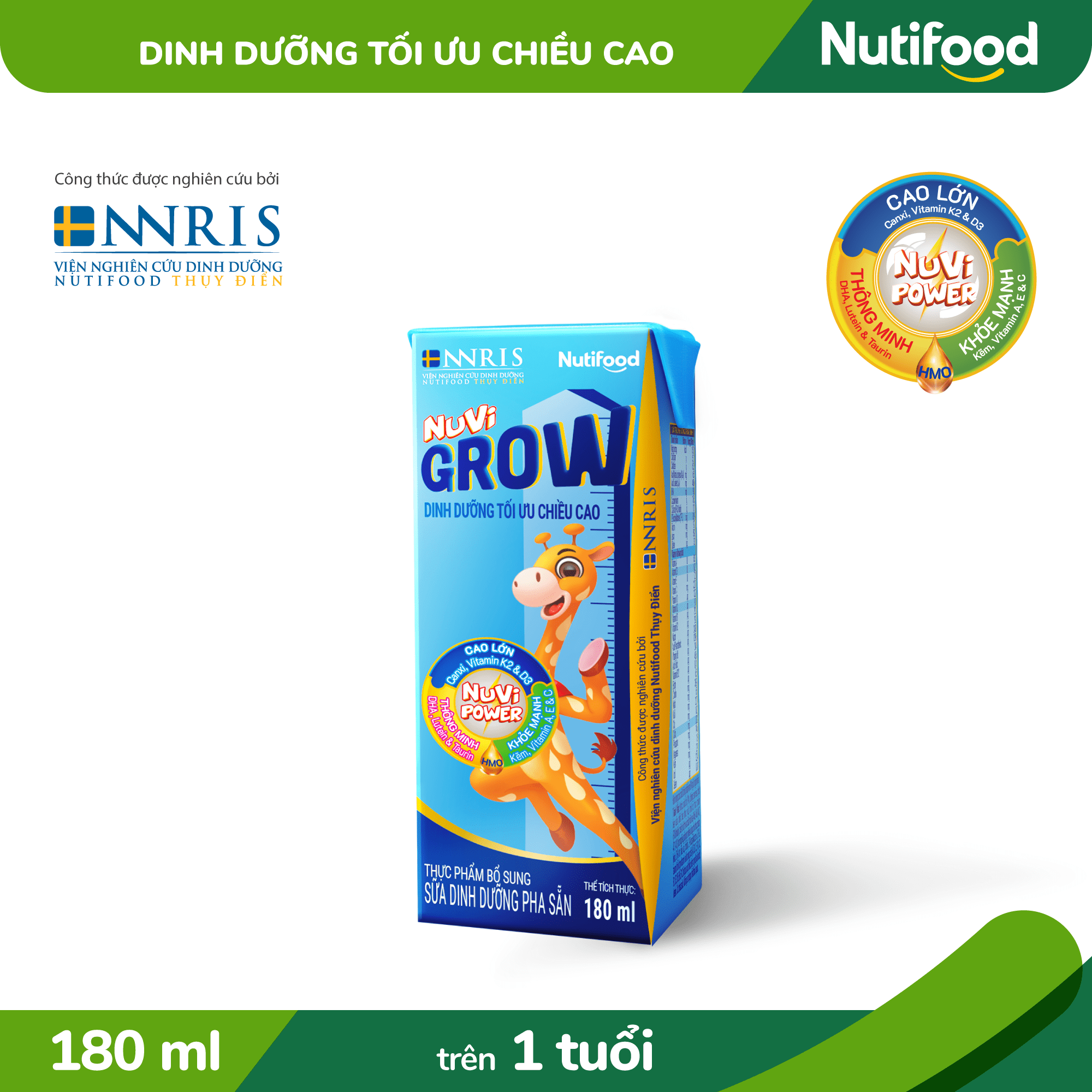 Thùng 48 hộp Sữa Bột Pha Sẵn NUVI GROW 180ml