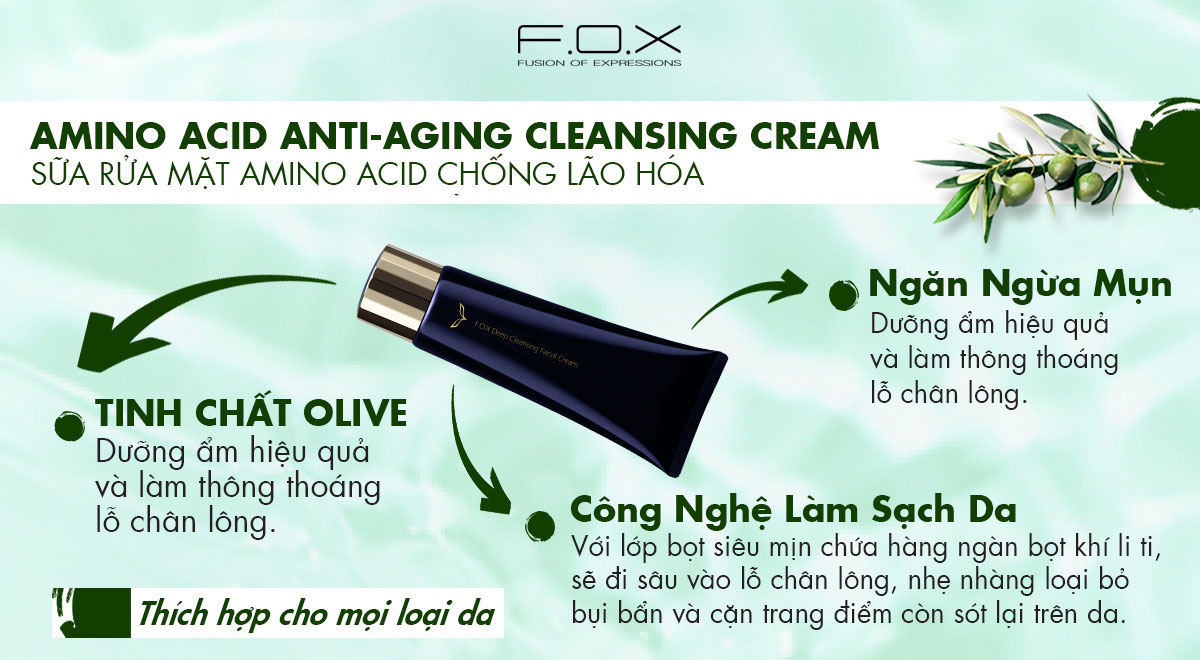 Sữa Rửa Mặt Tạo Bọt Siêu Mịn Làm Sạch Sâu FOX Deep Cleansing Facial Cream 120ml
