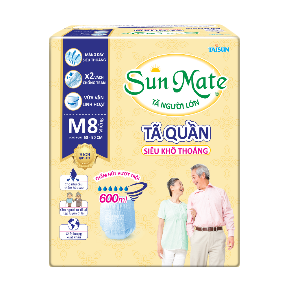 Tã Quần Người Lớn Sunmate Khô Thoáng M8 (8 Miếng)