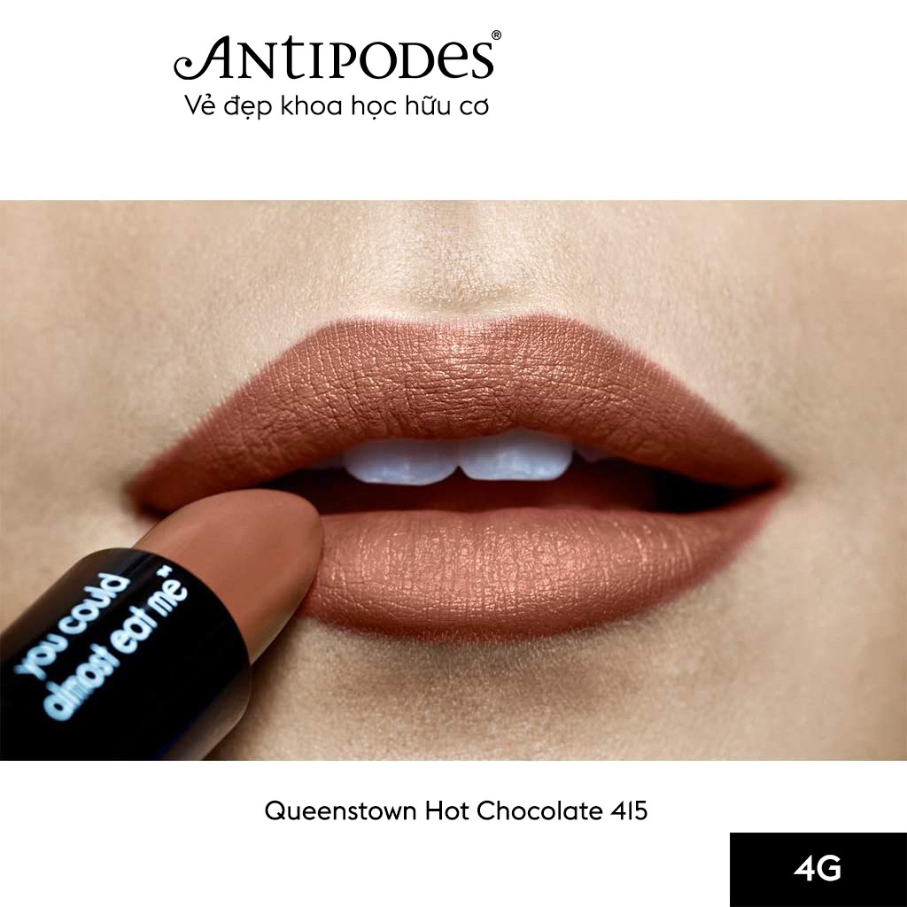 Son Môi Thiên Nhiên Màu #3 Nâu Socola Antipodes Lipstick Queenstown Hot Chocolate 415 4g