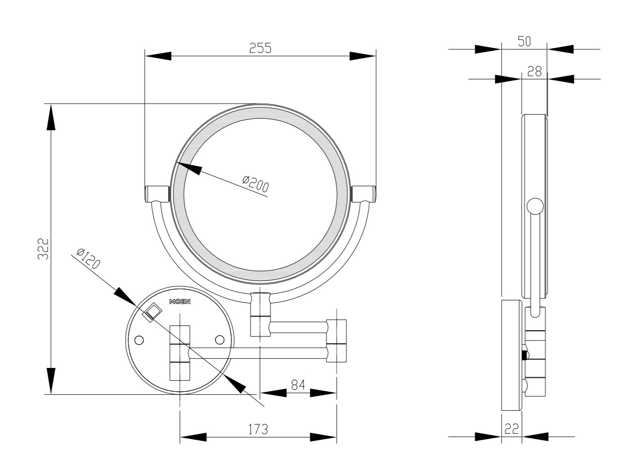 Gương Cạo Râu Có Đèn Led Moen - ACC9961