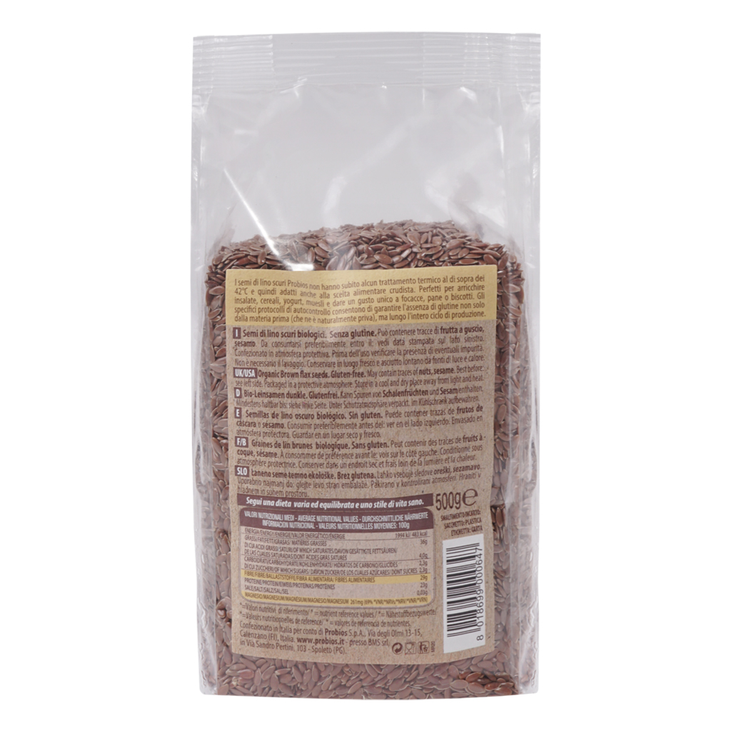 Hạt Lanh Nâu Hữu Cơ 500g ProBios Organic Italian Brown Flax Seeds