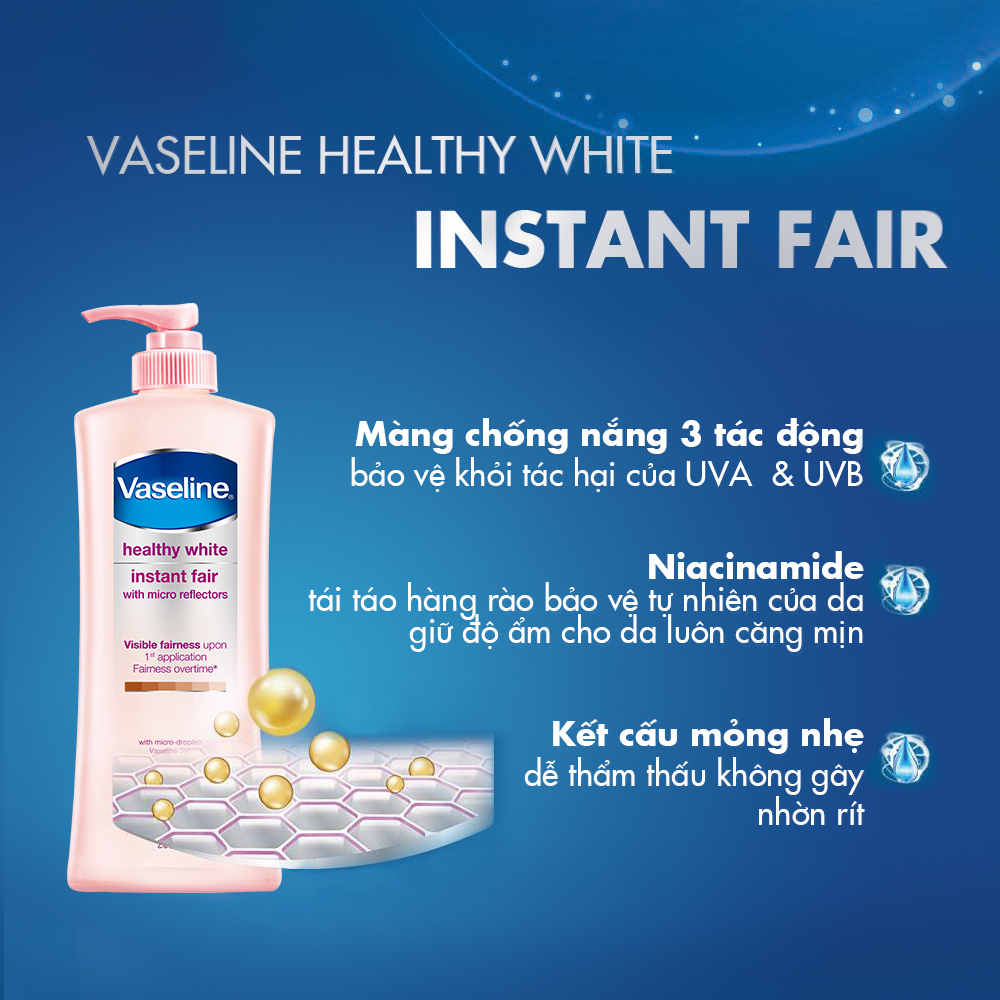 Sữa Dưỡng Thể 350Ml Vaseline Dưỡng Ẩm Sáng Da Instant Radiance Vi Chất Phản Quang Giúp Da Sáng Tức Thì Gấp 4 Lần