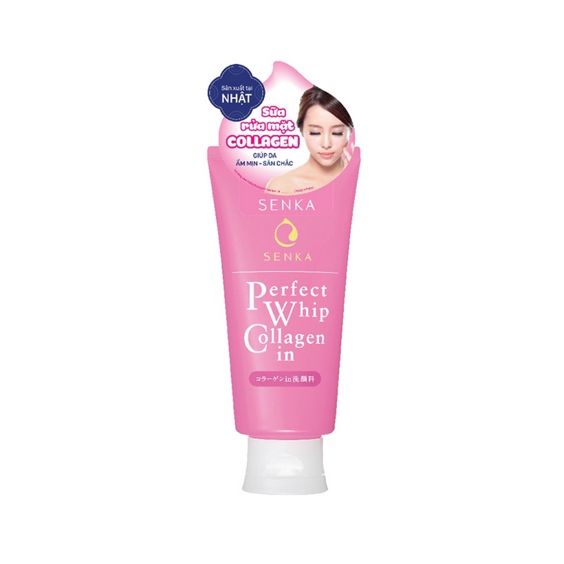 Combo Sữa rửa mặt ẩm mịn và săn chắc da Senka Perfect Whip Collagen In 120g + Nước tẩy trang Senka All Clear White 70ml