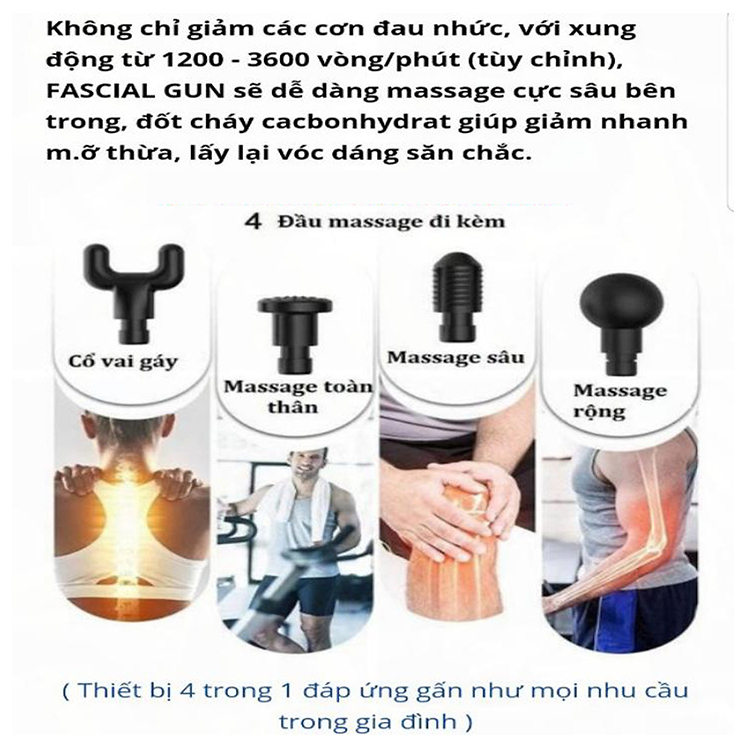 MÁY MASSAGE CẦM TAY 4 ĐẦU 6 CHẾ ĐỘ ĐIỀU KHIỂN CAO CẤP