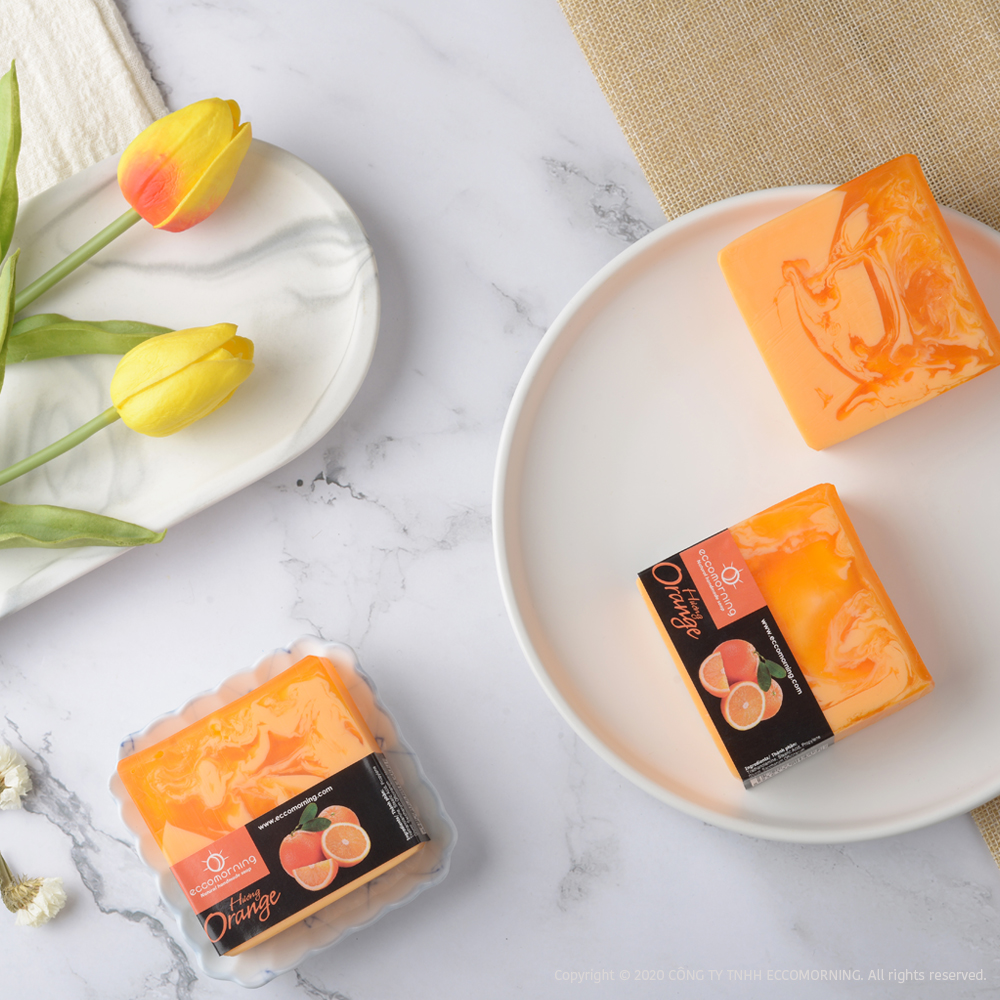 Xà Bông Thiên Nhiên Handmade eccomorning Hình Vuông Hương Cam - Orange Soap