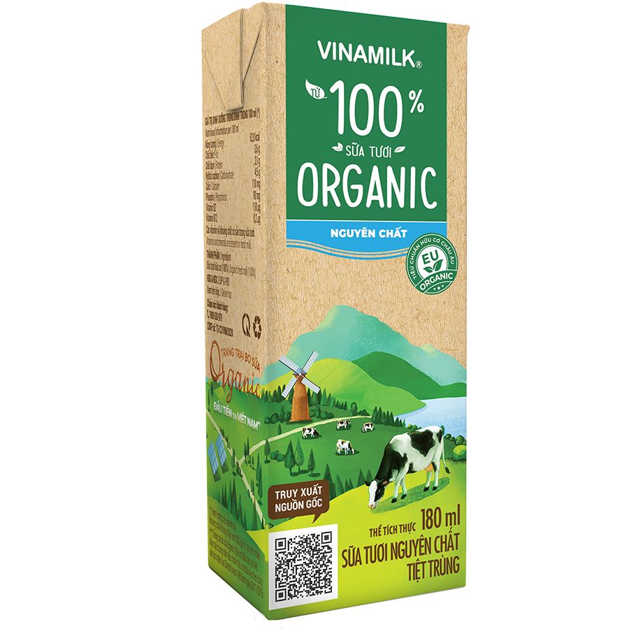 Thùng 48 Hộp Sữa Tươi Tiệt Trùng Vinamilk 100% Organic Nguyên chất (180ml)