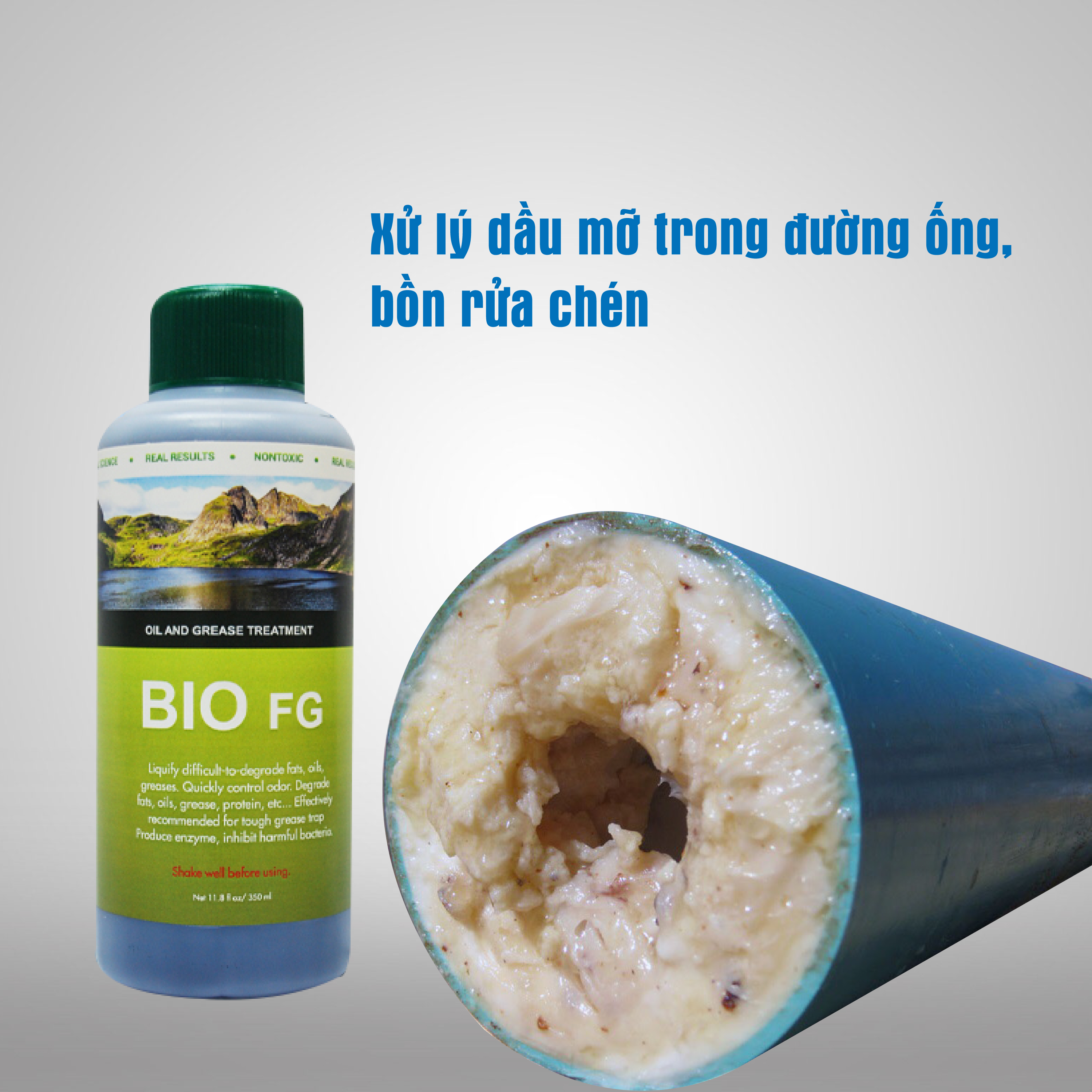 Vi Sinh Xử Lý Dầu Mỡ, Bẫy Dầu Mỡ - BIO FG - Chai 350 ml