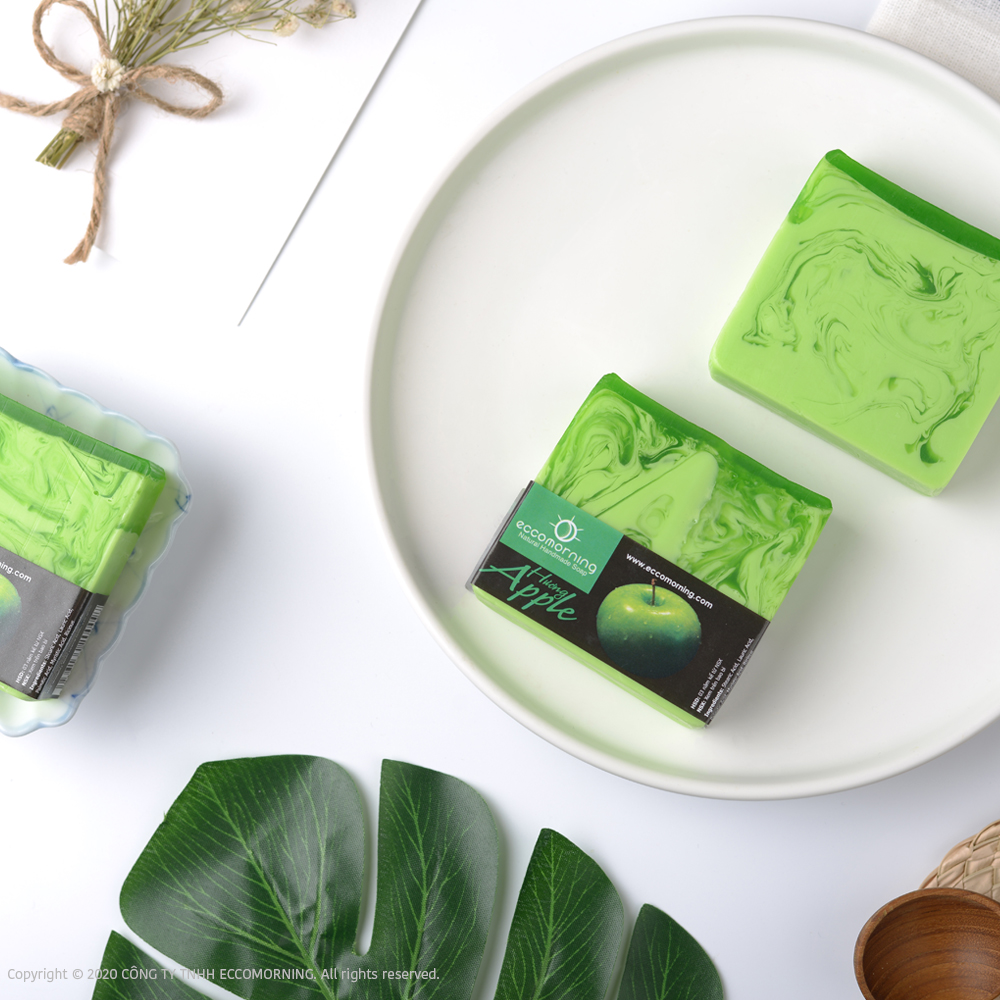 Xà Bông Thiên Nhiên Handmade eccomorning Hình Vuông Hương Táo – Apple Soap