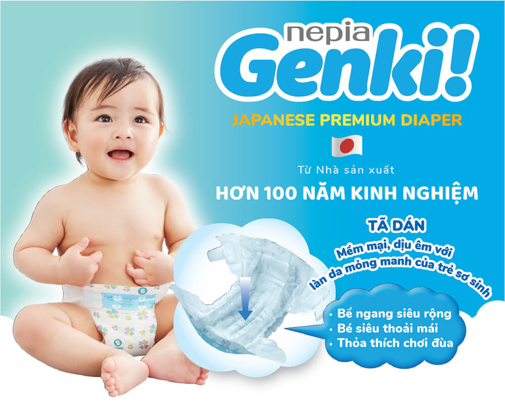 Tã dán Nhật cao cấp Genki (XL, 44 miếng)