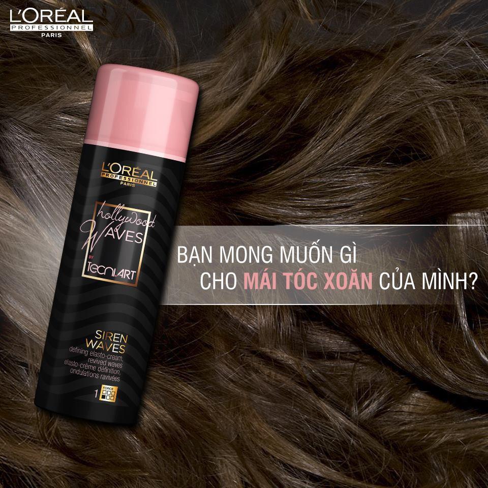Kem dưỡng L'oreal Hollywood Waves by Tecni.art Siren Waves defining elasto-cream giữ nếp tóc và tăng sóng xoăn 150ml