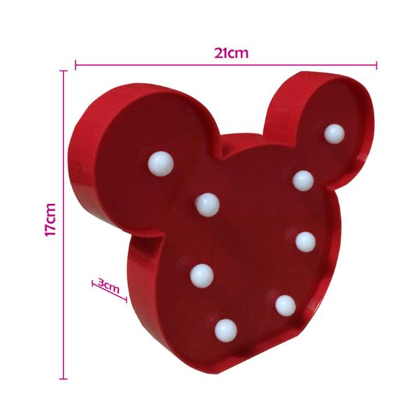 Đèn LED ngủ hình Chuột Mickey - Đỏ