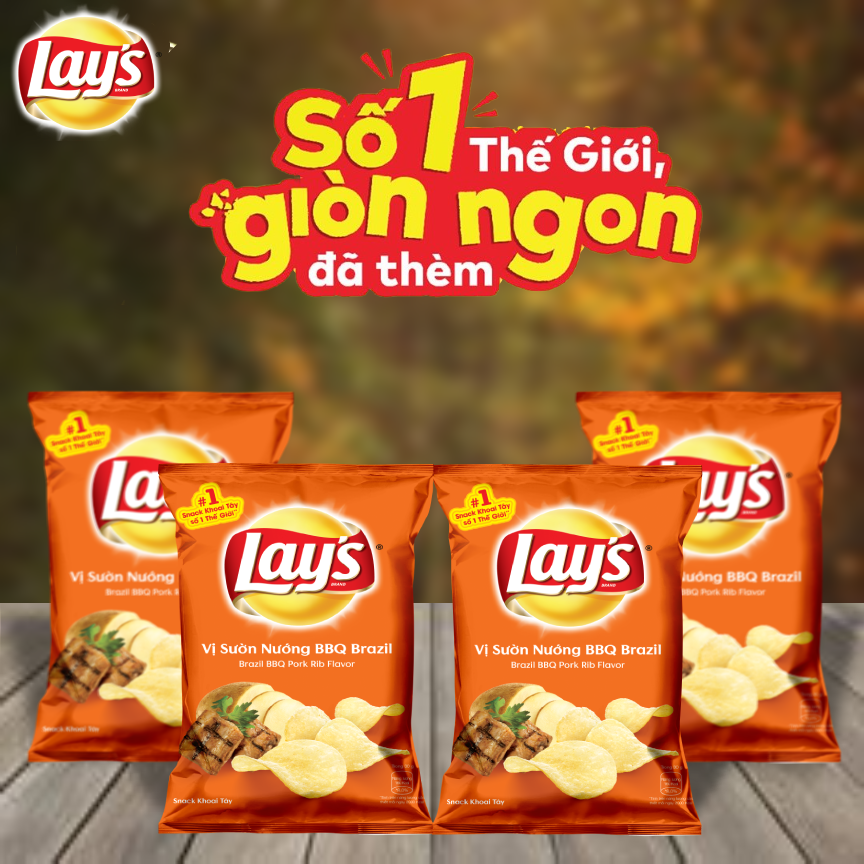 Combo 4 Lays Vị Sườn Nướng BBQ 95g