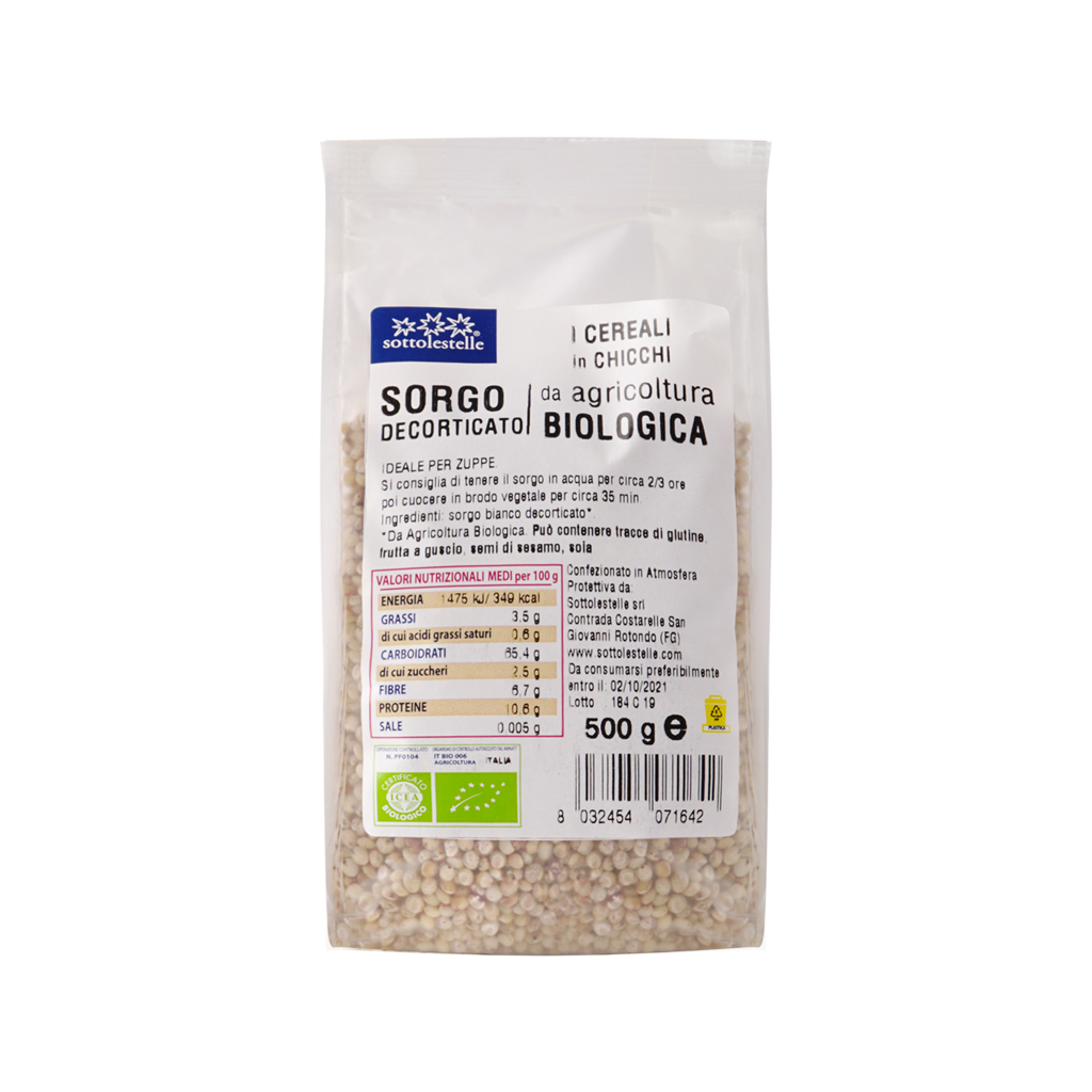 Hạt siêu cao lương (bobo ) hữu cơ đã bóc vỏ Sottolestelle 500g Organic Hulled Sorghum