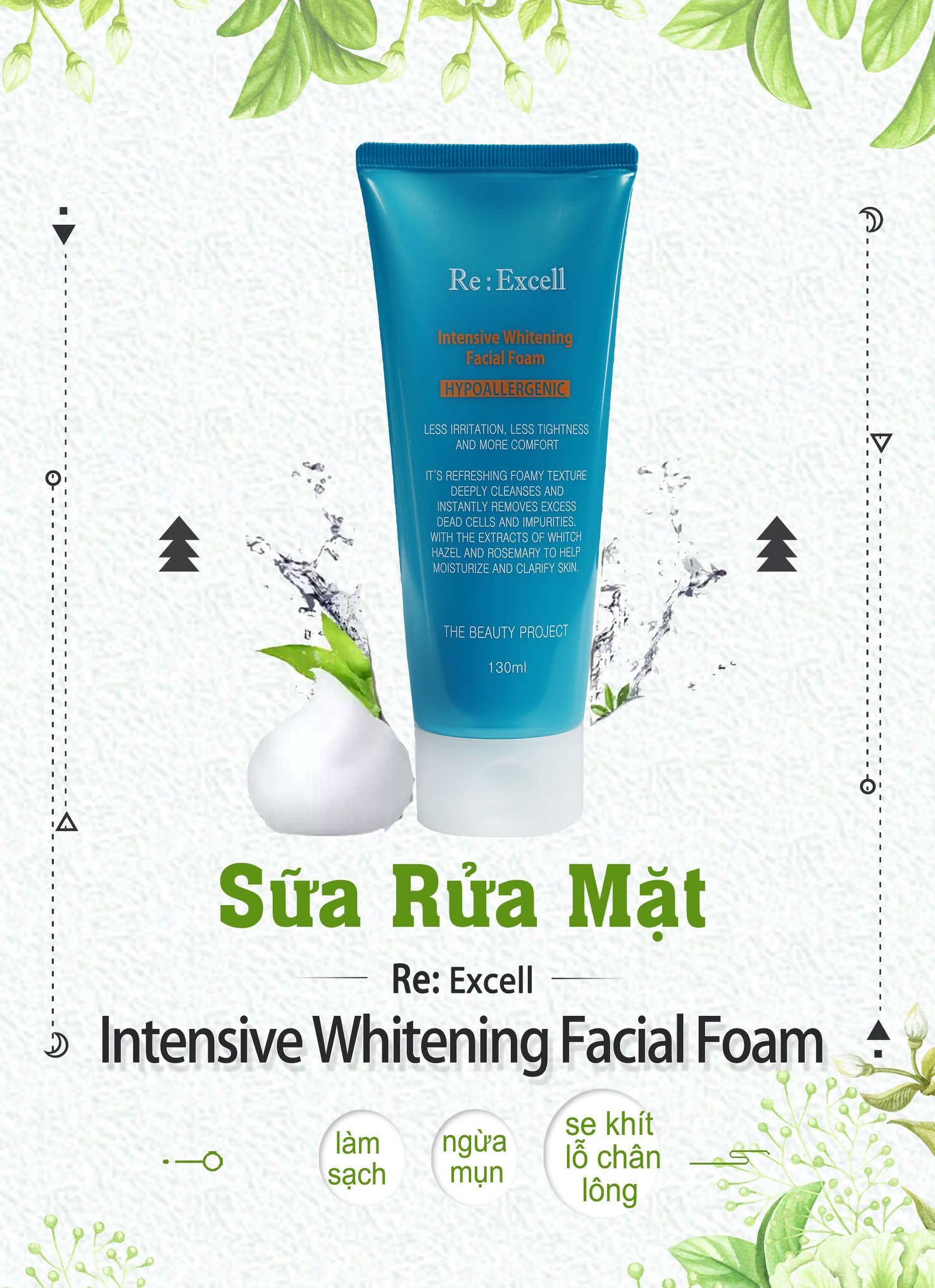 Sữa rửa mặt Re:Excell Intensive Whitening Facial Foam