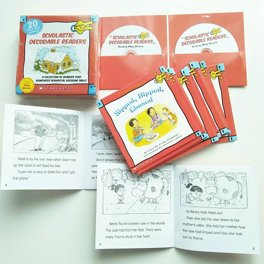 [Hàng thanh lý miễn đổi trả] Scholastic Decodable Readers : Box Set Level D (Include 20 Books with CD)