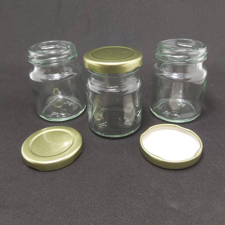 Combo 20 hũ thủy tinh 70ml nắp thiếc vàng vặn - hủ nhỏ đựng yến chưng, dầu dừa, gia vị