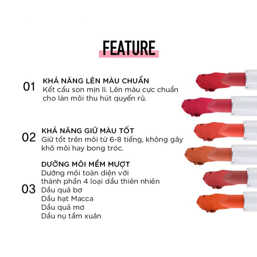 Son lì nhung cao cấp lâu trôi Vacci Mugwang Matte Lipstick - 210