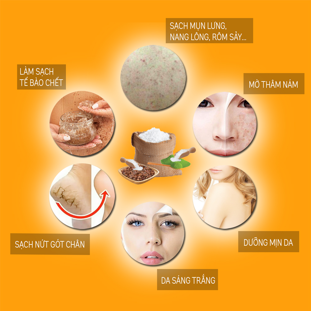 Muối Tắm Trắng Da Collagen - Làm Sạch Tế Bào Chết - Ngừa Mụn Lưng - Viêm Nang Lông - Mờ Thâm Nám Tàn Nhang - Coffee Howcare Thái Lan  700g