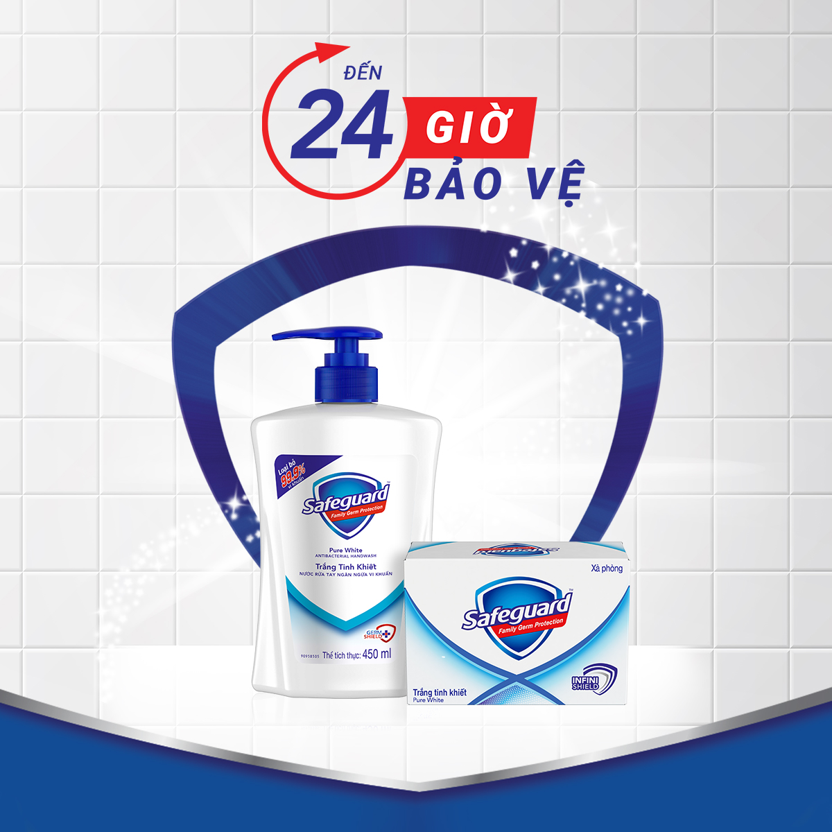 Combo 3 Nước Rửa Tay Safeguard 450ml (2 Nước Rửa Tay Safeguard Hương Chanh Thơm Mát 450ml + 1 Nước Rửa Tay Safeguard Trắng Tinh Khiết 450ml)