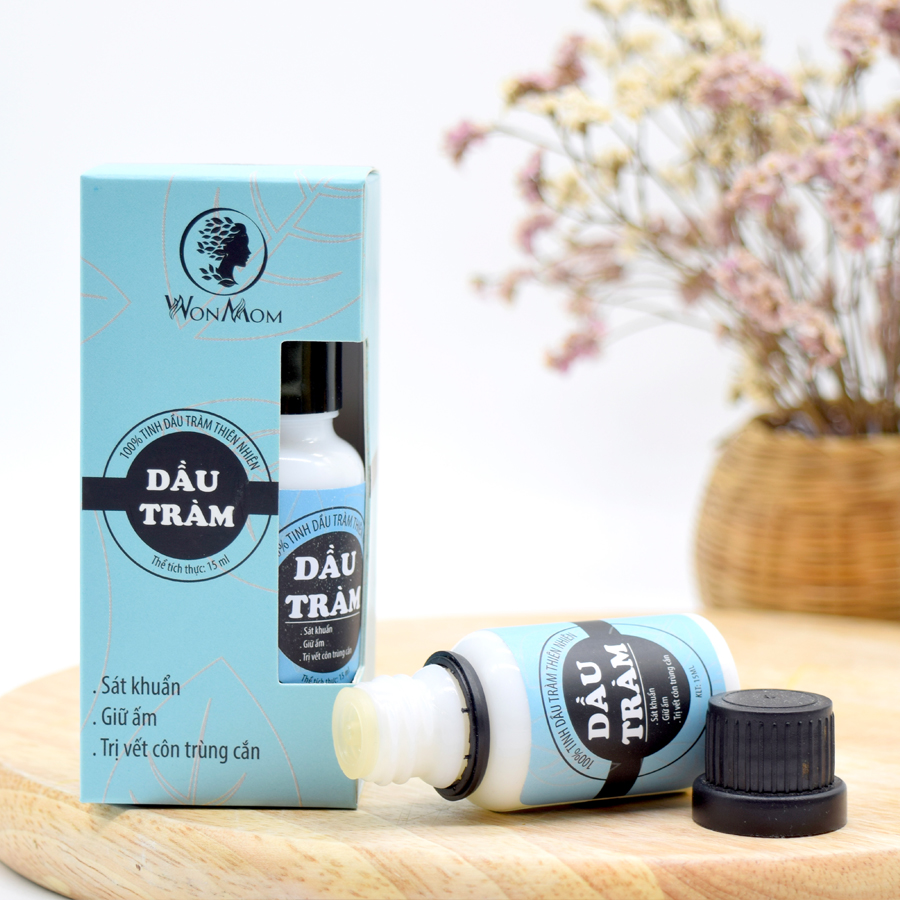 Dầu tràm nguyên chất, ngăn ngừa ho, cảm cho bé và người lớn Wonmom 15ml