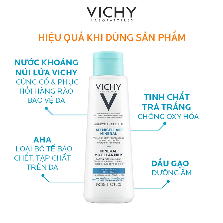 Sữa tẩy trang giàu khoáng chất Mineral Micellar Milk cho da khô nhạy cảm giúp làm sạch sâu &amp; cấp ẩm 24h 200ml