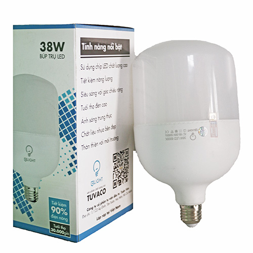 Đèn búp trụ kín nước 38W Glight AS trắng (GLB01001038-1)