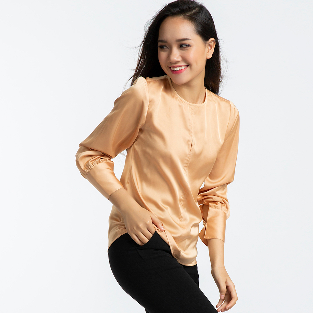 Áo Kiểu Nữ Áo Lụa Tay Dài Thời trang thiết kế Hity TOP103
