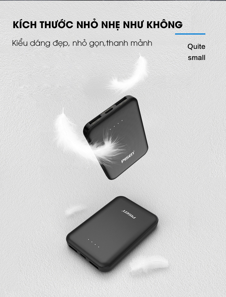 Pin sạc dự phòng Pisen mini 5000mah (Type-C, 2xUSB Smart ) - hàng chĩnh hãng