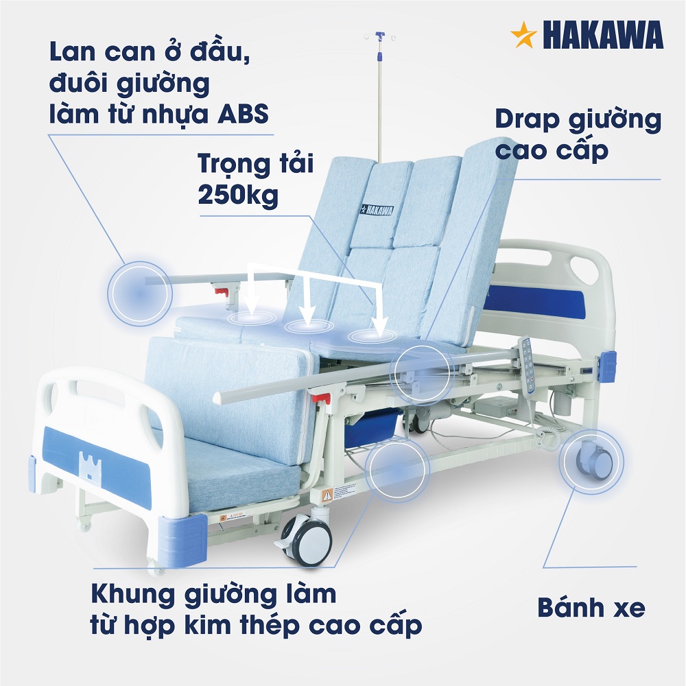 GIƯỜNG BỆNH Y TẾ CAO CẤP ĐIỀU KHIỂN BẰNG REMOTE HAKAWA HK-D95 - HÀNG CHÍNH HÃNG