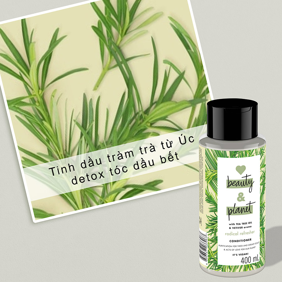 Dầu Xả 400Ml Love Beauty And Planet Detox Sạch Sâu Radical Refresher Với 100% Tinh Dầu Tràm Trà Úc Và Hương Cỏ Vetiver