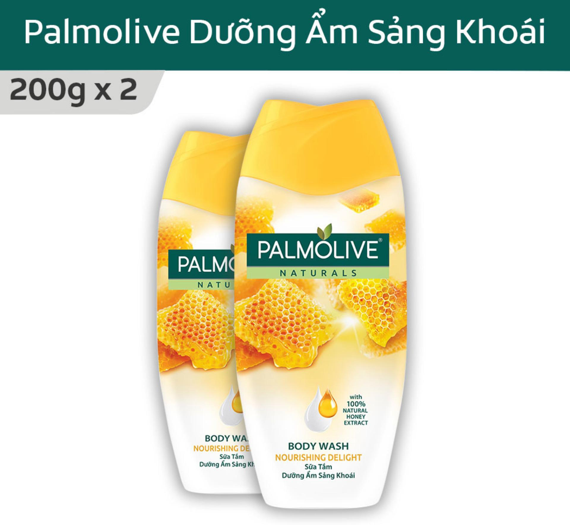 Bộ 2 Sữa tắm Palmolive dưỡng ẩm sảng khoái 100% chiết xuất từ mật ong 200g