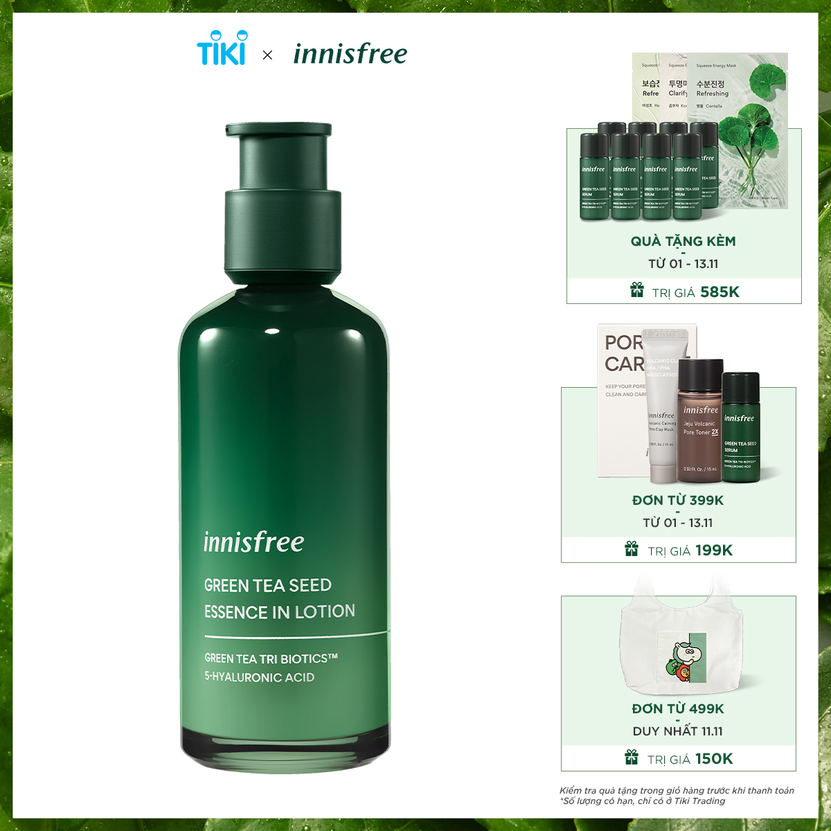 Sữa dưỡng ẩm kết hợp tinh chất trà xanh innisfree Green Tea Seed Essence In Lotion 100ml