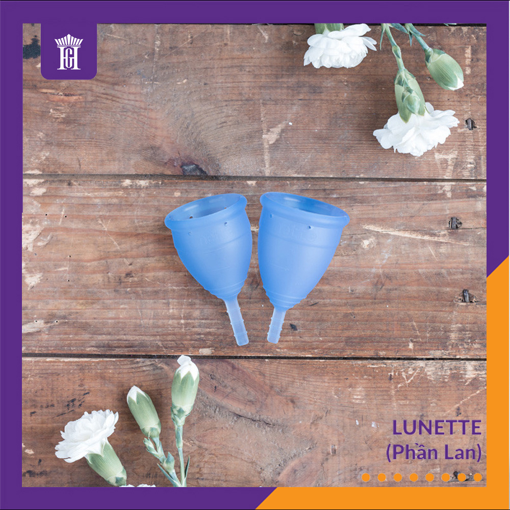 Cốc Nguyệt San Lunette Màu Xanh - Vật Liệu 100% Silicon Y Tế Đạt Chứng Nhận FDA - Nguyên Tem Niêm Phong - Sản Xuất Tại Phần Lan - Hàng Chính Hãng - Lunette Menstrual Cup Blue