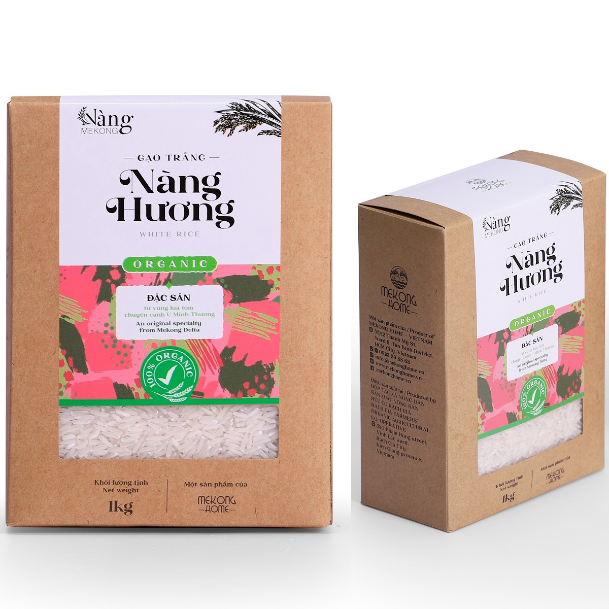 COMBO 2kg -  Gạo Hữu Cơ Trắng Nàng Hương - Nàng MEKONG - 100% Organic