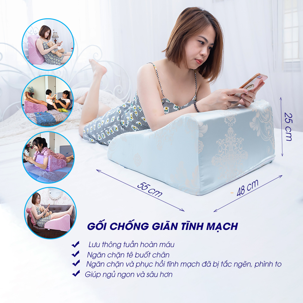 GỐI CHỐNG GIÃN TĨNH MẠCH YOROKOBI- KÍCH THƯỚC 55x48x25CM, GIẢM TÊ BÌ CHÂN, BUỐT CHÂN KHI NGỦ, HÀNG THƯƠNG HIỆU